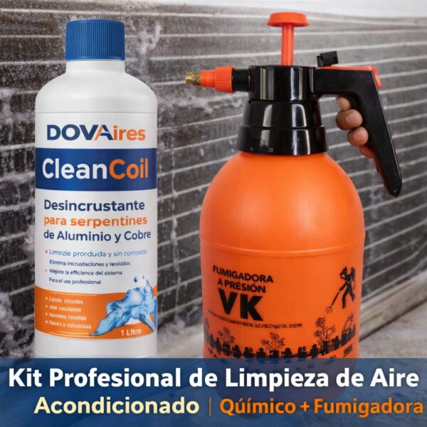 Kit profesional de limpieza para aire acondicionado con químico desincrustante y fumigadora manual